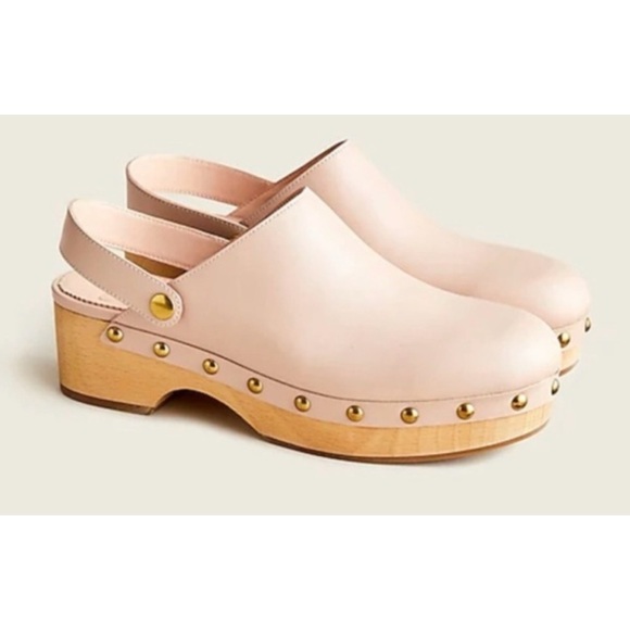 J. Crew Convertible Leather Studded Clogs in  luxury Camel Bone Size 6.5 ~ New - Picture 2 of 8